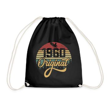 Original 1960er Jahre Vintage - 1960er Jahre Geburtstagsgeschenk - Turnbeutel - Schwarz - Vorne