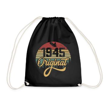 Original 1945 Vintage - 1945 Birthday Gift - Drawstring Bag - black - Front