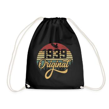 Original 1939 Vintage - 1939 Birthday Gift - Drawstring Bag - black - Front