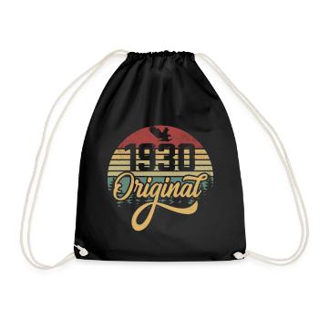 Original 1930er Jahre Vintage - 1930er Jahre Geburtstagsgeschenk - Turnbeutel - Schwarz - Vorne