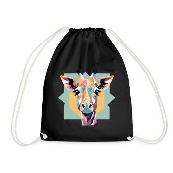Geometric Giraffe Gift Geometry - Drawstring Bag - black - Front