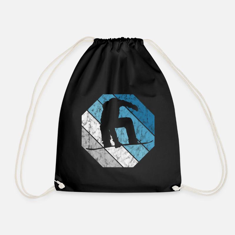 Snowboard Snowboarder Snowboarding Retro Gift - Drawstring Bag - black