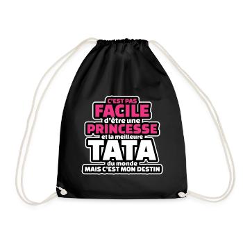 pas facile etre princesse et meilleure tata monde - Sac de sport léger - noir - Devant
