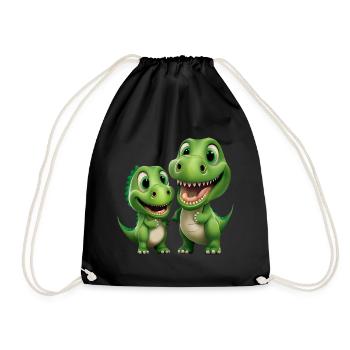 Dinosaurier Baby Tyrannosaurus zwei Dino T-Rex - Turnbeutel - Schwarz - Vorne