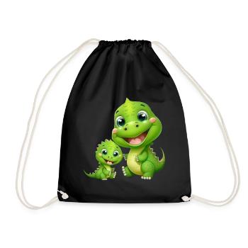 Dinosaurier Baby Tyrannosaurus zwei Dino T-Rex - Turnbeutel - Schwarz - Vorne