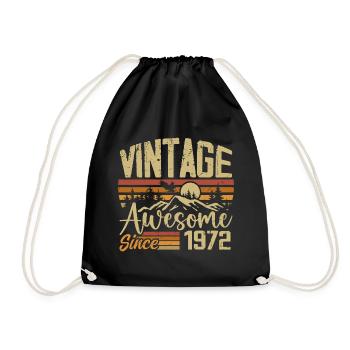 Jahrgang 1972 Retro 1972 Geburtstagsgeschenk - Turnbeutel - Schwarz - Vorne