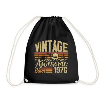 Jahrgang 1976 Retro 1976 Geburtstagsgeschenk - Turnbeutel - Schwarz - Vorne
