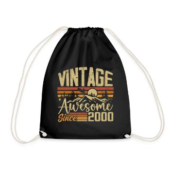 Vintage 2000 Retro 2000 Geburtstagsgeschenk - Turnbeutel - Schwarz - Vorne