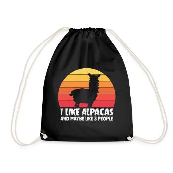 J’aime les alpagas drôle d’alpaga - Sac de sport léger - noir - Devant