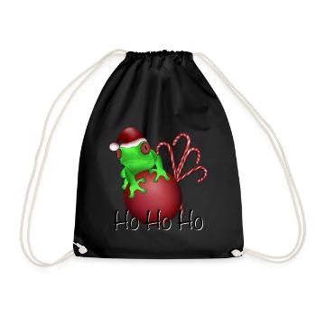 Weihnachtsmann Froschkönig Zuckerstangen Nikolaus - Turnbeutel - Schwarz - Vorne