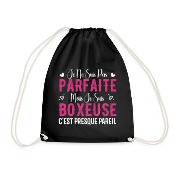 Not Perfect But I'm a Boxer - Boxer Gift - Drawstring Bag - black - Front