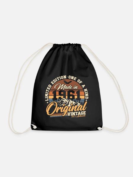 1961 Jahrgang Vintage Retro Geburtstag Geschenk - Turnbeutel - Schwarz