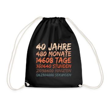 40. Geburtstag - Legendär seit 40 Jahren - Turnbeutel - Schwarz - Vorne