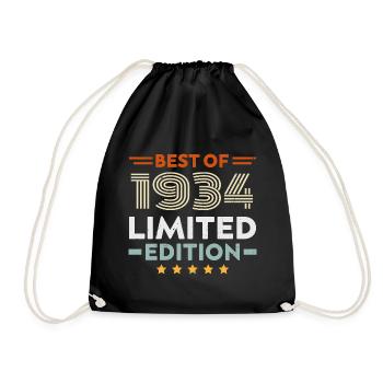 Retro 1934 Vintage 90. Geburtstagsgeschenk 90 Jahre alt - Turnbeutel - Schwarz - Vorne