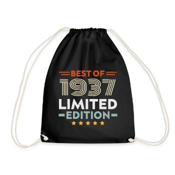 Retro 1937 Vintage 87. Geburtstagsgeschenk 87 Jahre alt - Turnbeutel - Schwarz - Vorne