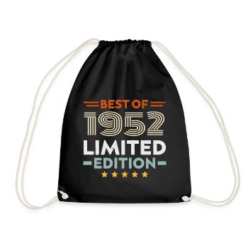 Retro 1952 Vintage Gift 72nd Birthday 72 Years - Drawstring Bag - black - Front