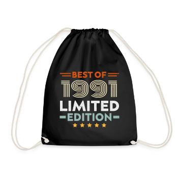 Retro 1991 Vintage Gift 33rd Birthday 33 Years - Drawstring Bag - black - Front