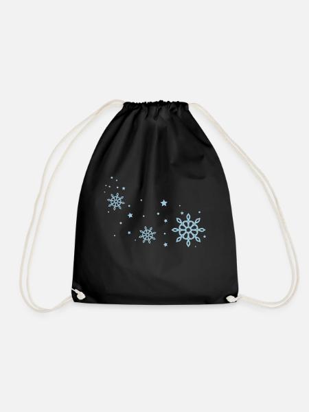 snow flakes - Drawstring Bag - black