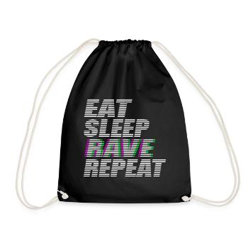 eat sleep rave repeat techno dj rave dubstep - Drawstring Bag - black - Front