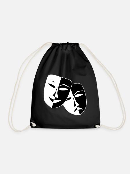 Masken / Komödie und Tragödie / Drama - Turnbeutel - Schwarz