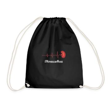 Nephrology Nurse Heartbeat Dialysis Nursing RN TSh - Drawstring Bag - black - Front
