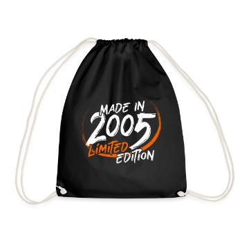 Jahrgang 2005 geboren 16 Geburtstag 16 Jahre - Turnbeutel - Schwarz - Vorne
