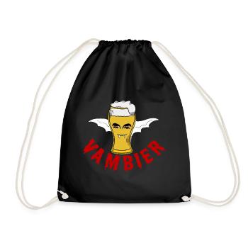 Vambier Halloween Wortspiel Vampir Bier Fledermaus - Turnbeutel - Schwarz - Vorne