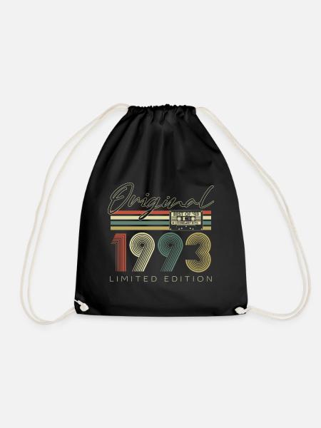 Original 1993 vintage vintage birthday retro - Drawstring Bag - black