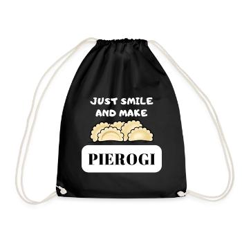 Just Smile And Make Pierogi Funny Design - Drawstring Bag - black - Front