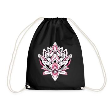 Lotus Mandala Rosa Farbe - Turnbeutel - Schwarz - Vorne