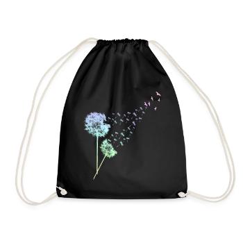 Pusteblume Design Bunt Dandelion Muster Blumen - Turnbeutel - Schwarz - Vorne