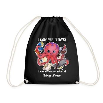 Multitasking Oktopus Lustiger Bürohumor Geschenk - Turnbeutel - Schwarz - Vorne