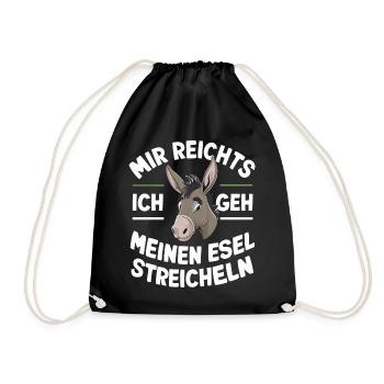 Esel Eselchen Maultier Muli - Turnbeutel - Schwarz - Vorne