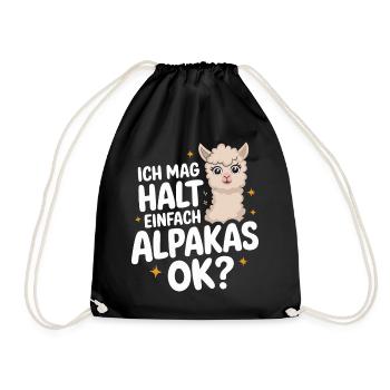 Alpaca llama alpacas animal - Drawstring Bag - black - Front