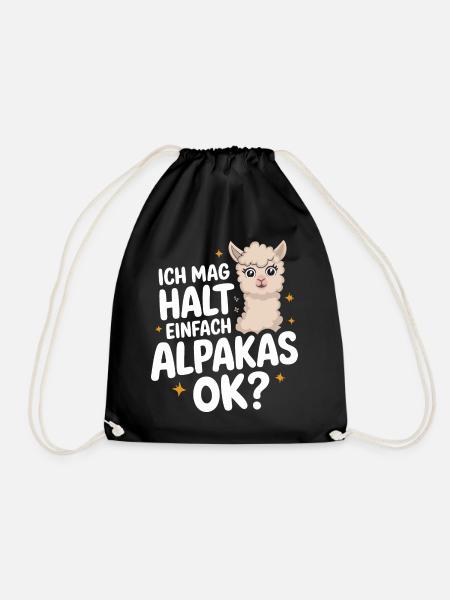 Alpaka Lama Alpakas Tier - Turnbeutel - Schwarz