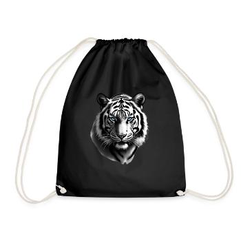 Tigre aux yeux bleus Motif animal Art Tigre - Sac de sport léger - noir - Devant
