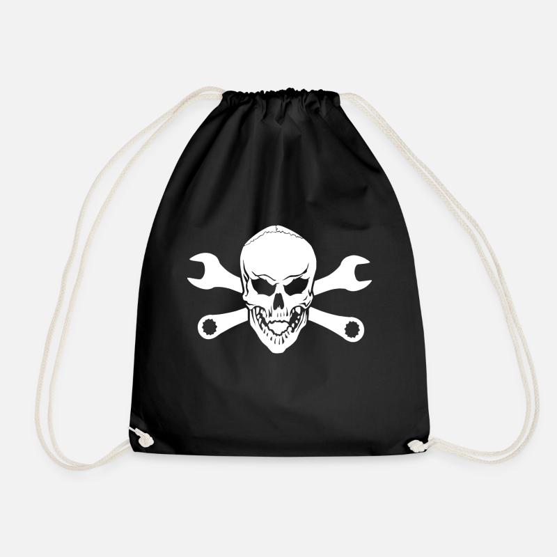 dead head with wrench - Drawstring Bag - black
