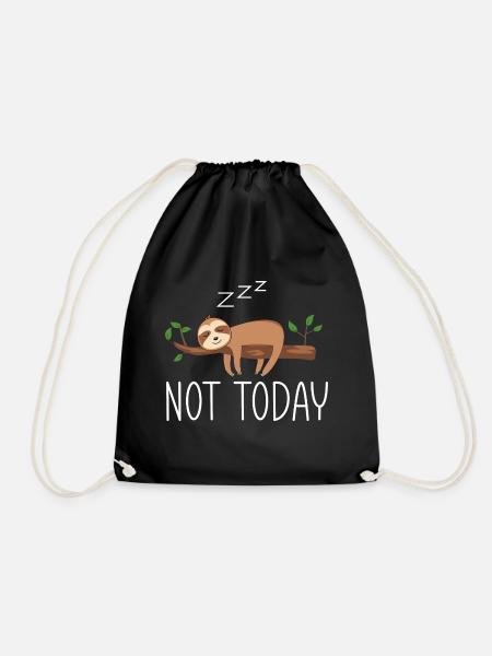 Sloth Lazy Nap Tired Slowly Sleepy Sloths - Drawstring Bag - black