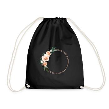 Flowers circle customizable - Drawstring Bag - black - Front