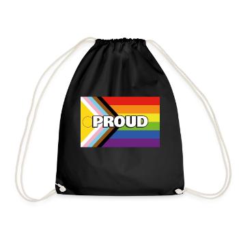 Inclusive Pride Progress Flag - Drawstring Bag - black - Front