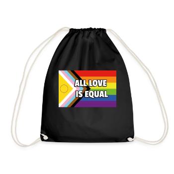 Inclusive Pride Progress Flag ALLE LIEBE IST GLEICH - Turnbeutel - Schwarz - Vorne