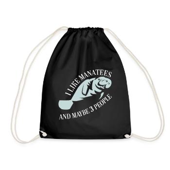 I love manatees, the floaty potatoe - Drawstring Bag - black - Front