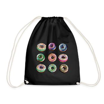Donuts Muffins Donut Süßigkeit - Turnbeutel - Schwarz - Vorne
