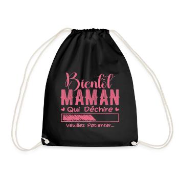 Bientôt Maman Qui Déchire Veuillez Patienter Mère - Sac de sport léger - noir - Devant
