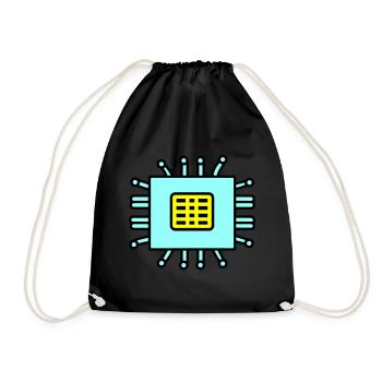 Digital Computer Chip Icon - Turnbeutel - Schwarz - Vorne