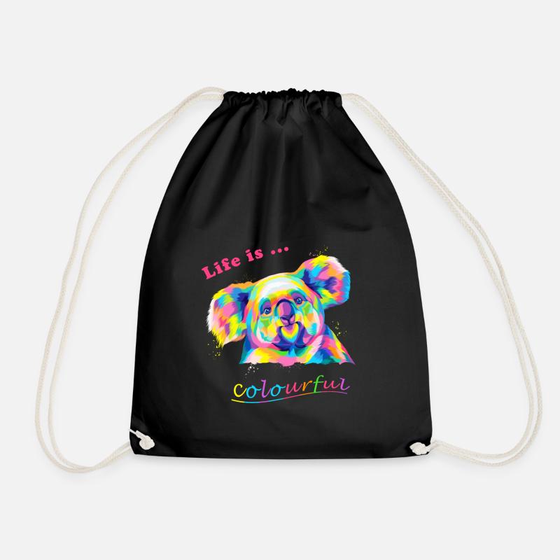 Koala Popart Life is colourful - Turnbeutel - Schwarz
