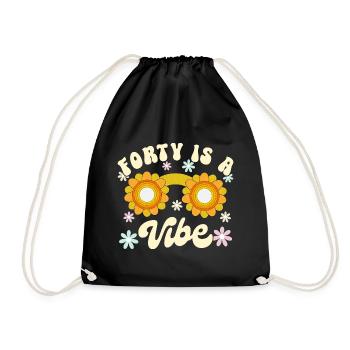 Jahrgang 1982 40 Jahre Jubiläum Frau Retro Groovy - Turnbeutel - Schwarz - Vorne