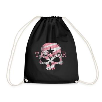 rosa pink lila Totenkopf Terror - Turnbeutel - Schwarz - Vorne