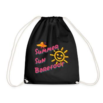 Summer Sun Barefoot on the beach Holidays by the sea - Drawstring Bag - black - Front
