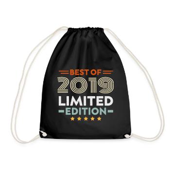 Retro 2019 Vintage Gift 5th Anniversary 5 Years - Drawstring Bag - black - Front